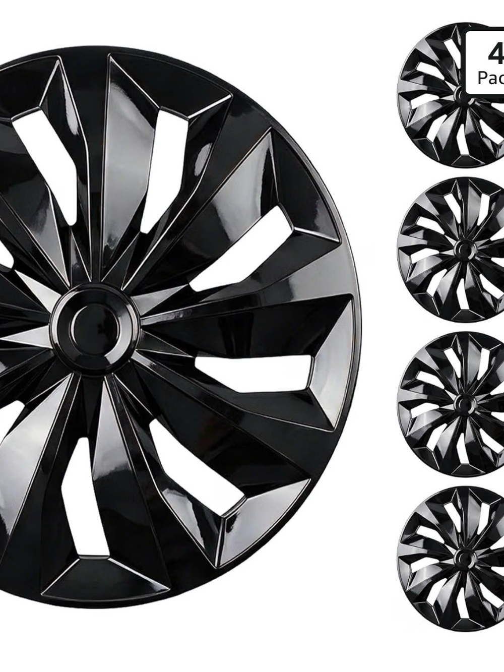 Amazon Black High-Gloss Wheel Hubcaps – 4 Pack